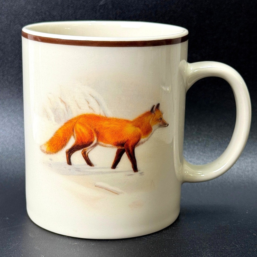 National Wildlife Federation Fox and Coyote Wildlife Ceramic Coffee Mug Cream